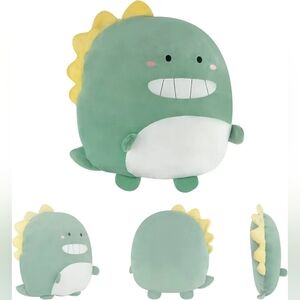 Miniso Super Soft & Squishy Light Green + Cream Dinosaur Plush Toy Pillow VG